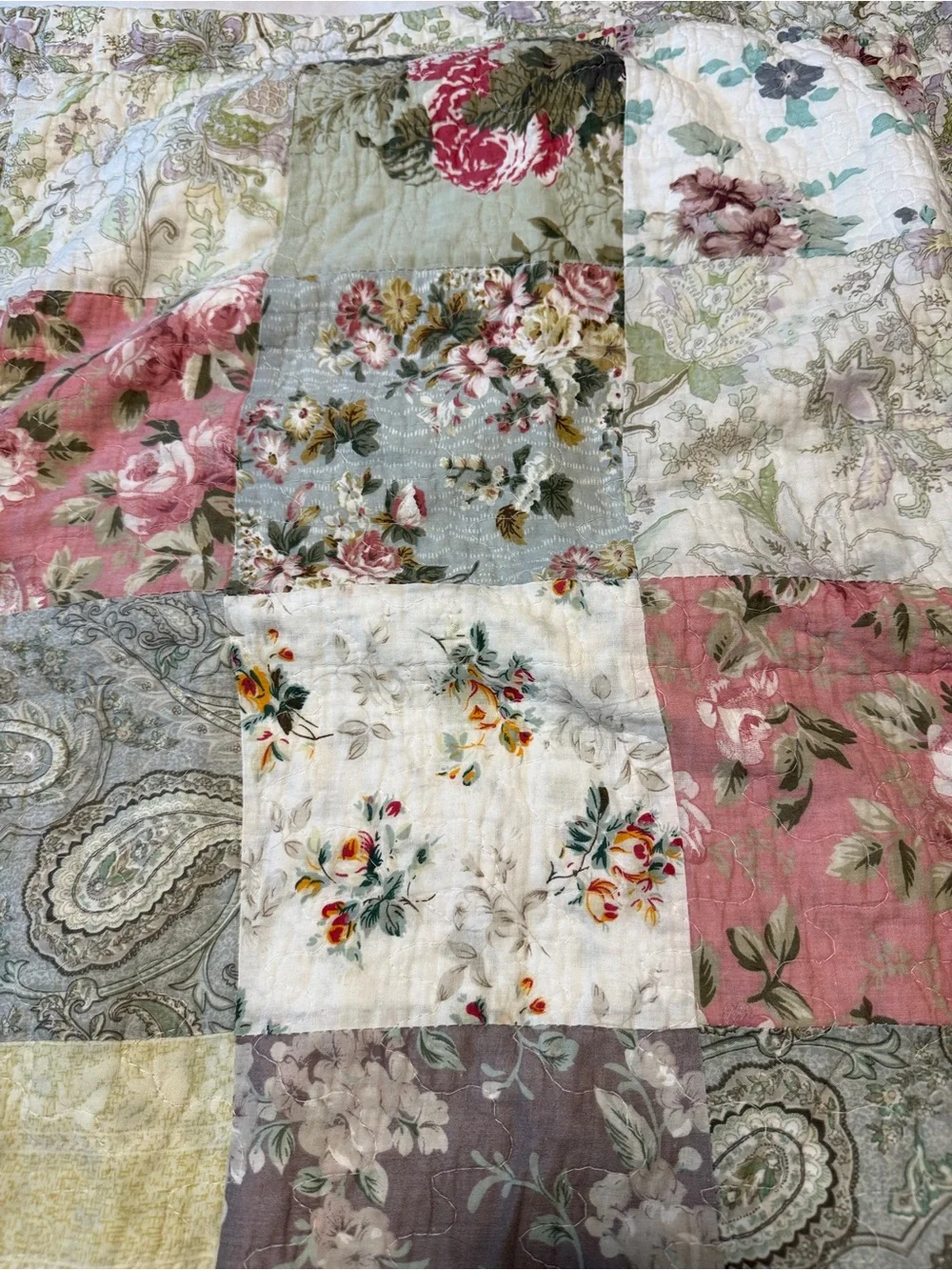 Vintage Cottagecore Floral Quilted Pillow Shams Set of 2 Standard